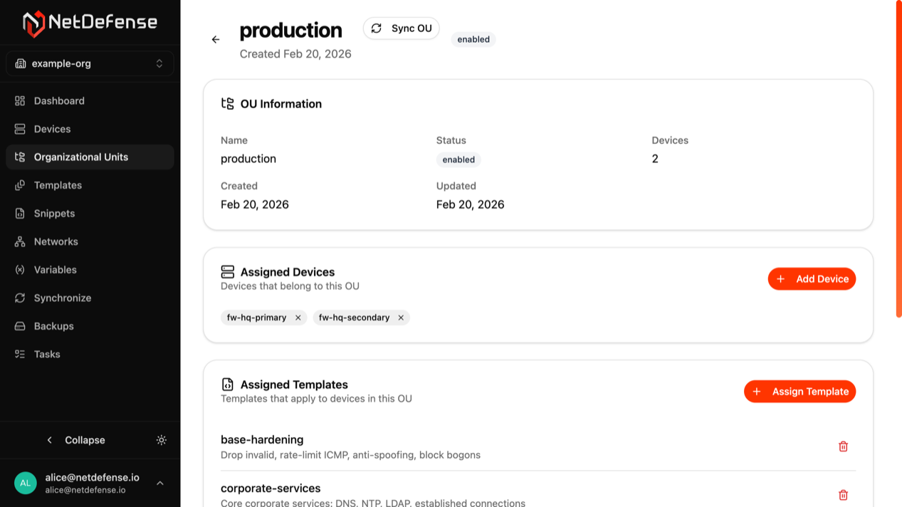 OU detail view in NDWeb