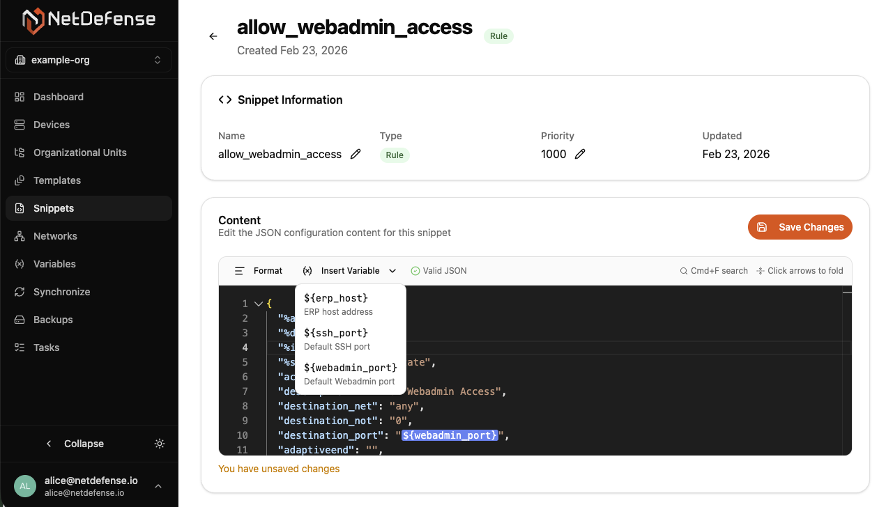 Snippet detail view in NDWeb