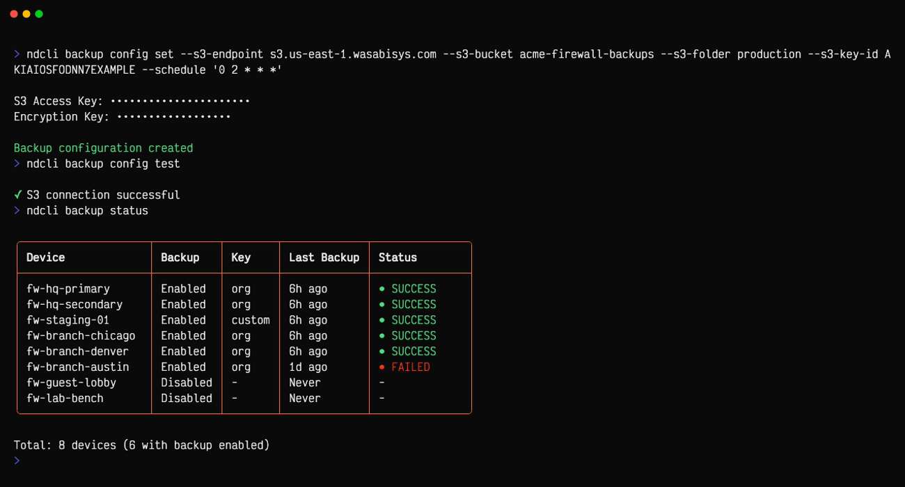 Backup to custom S3 storage demo