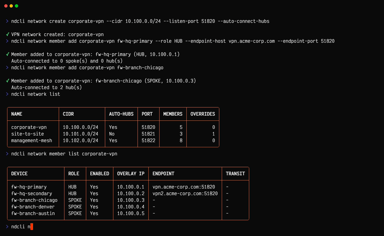 One-click overlay WireGuard mesh demo